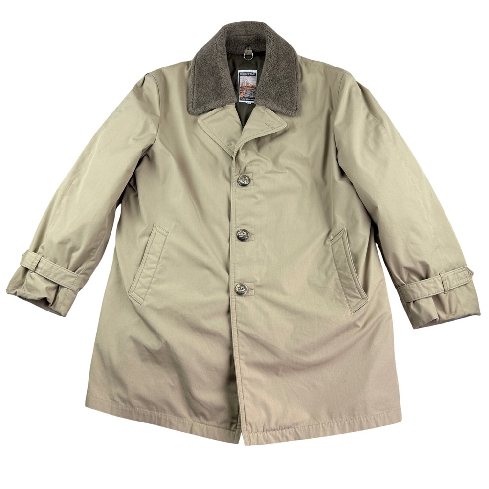 VTG Mighty-Mac Boat Car Coat Winterizer Mens 46 Khaki Tan Thinsulated 70-80s USA